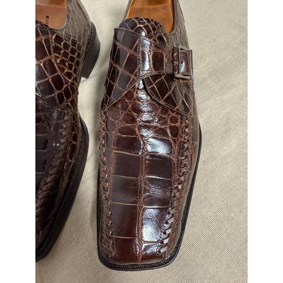 Mezlan Platinum Shoes Mens Size 8.5 Brown Genuine Alligator Monk Strap Dress main image 6